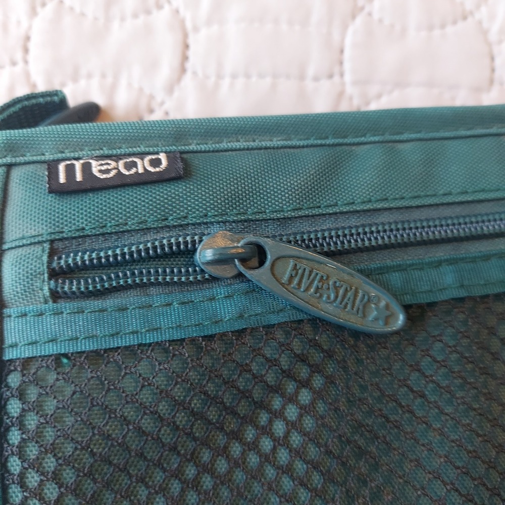 Vintage Mead Five Star Zipper 3 Ring Binder Teal Green School Office Storage - Picture 6 of 8